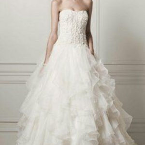 Oleg Cassini 'Organza Ruffled Skirt' Wedding Dress